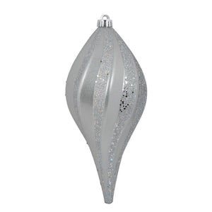 8" Silver Candy Swirl Drop Ornament (3 pack) 1