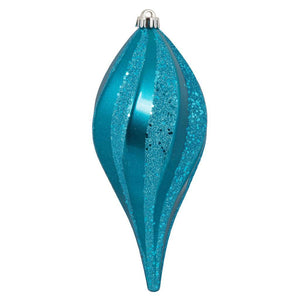 8" Turquoise Candy Swirl Drop Ornament (3 pack) 1