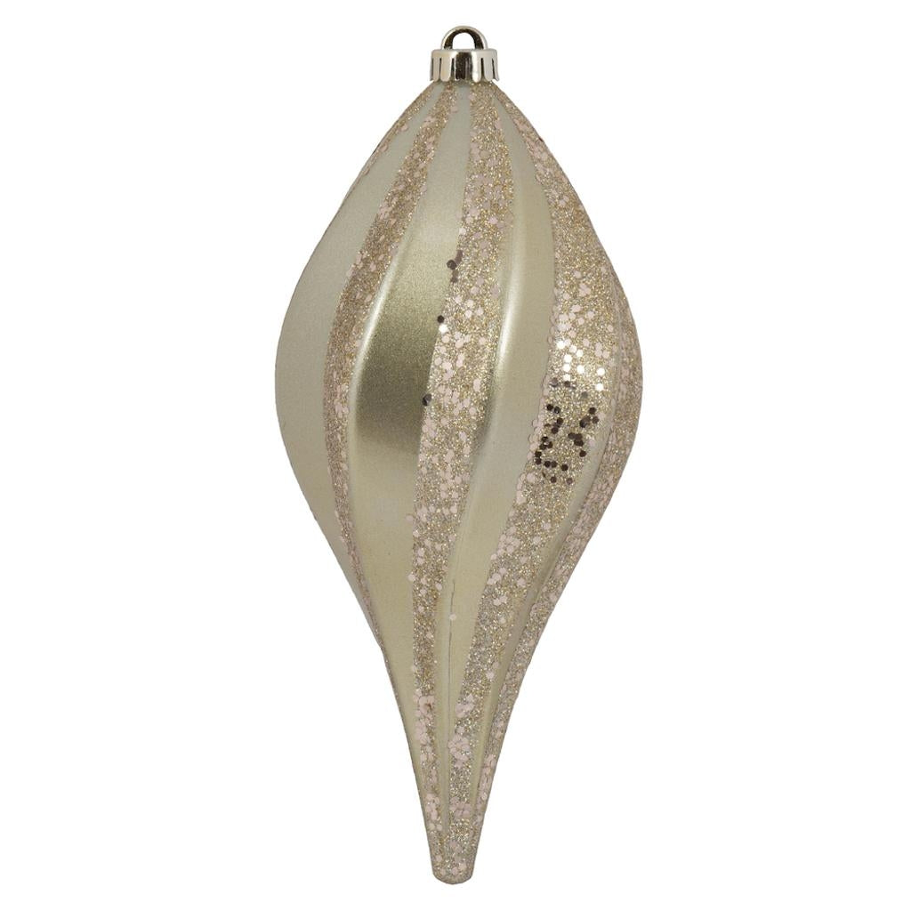 12" Champagne Candy Swirl Drop Ornament 1