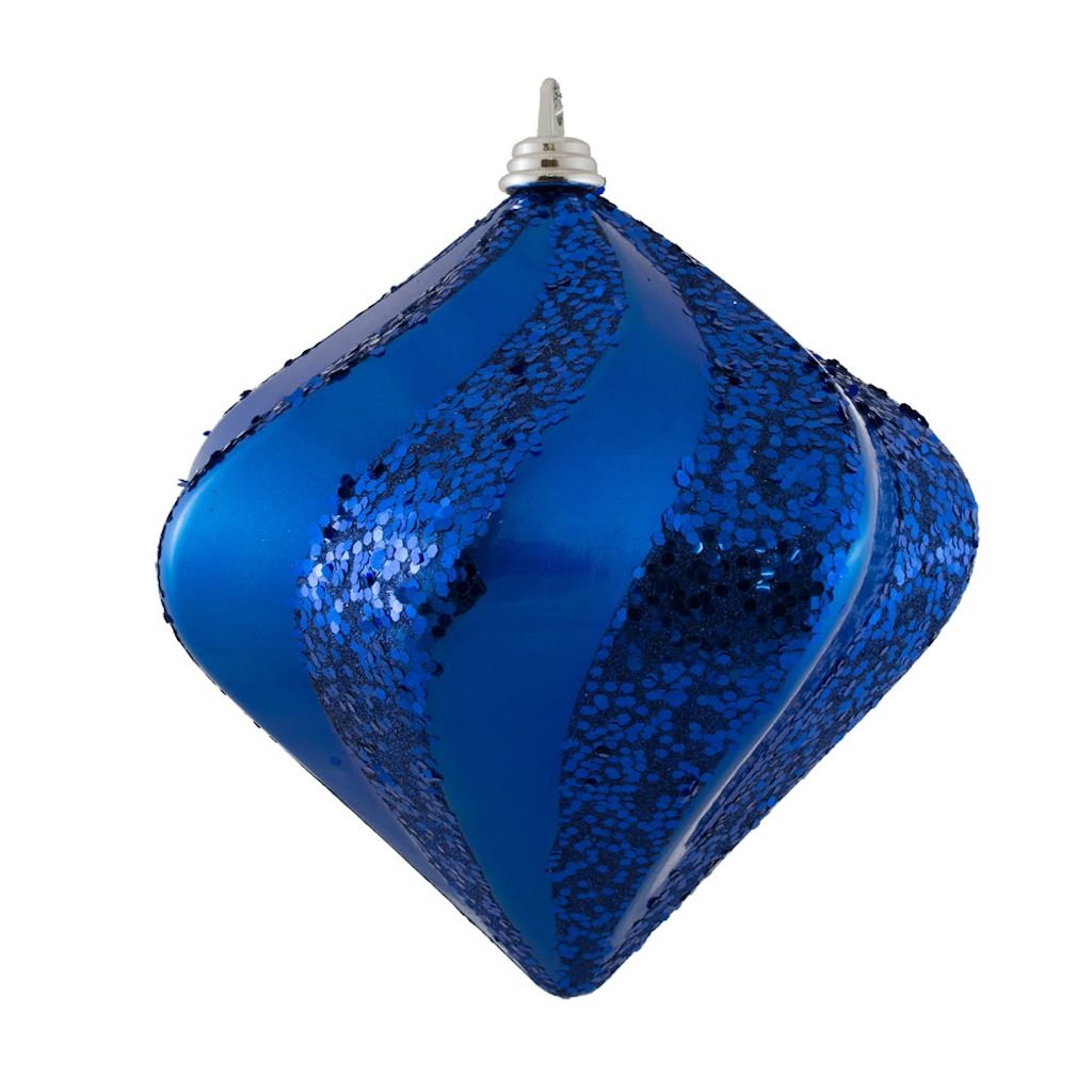 6" Blue Candy Glitter Swirl Diamond Ornament (3 pack) 1