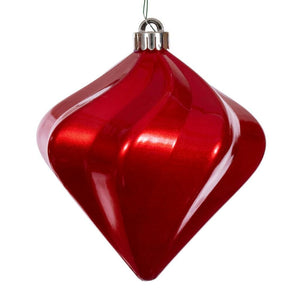 6" Red Candy Swirl Diamond Ornament (3 pack) 1