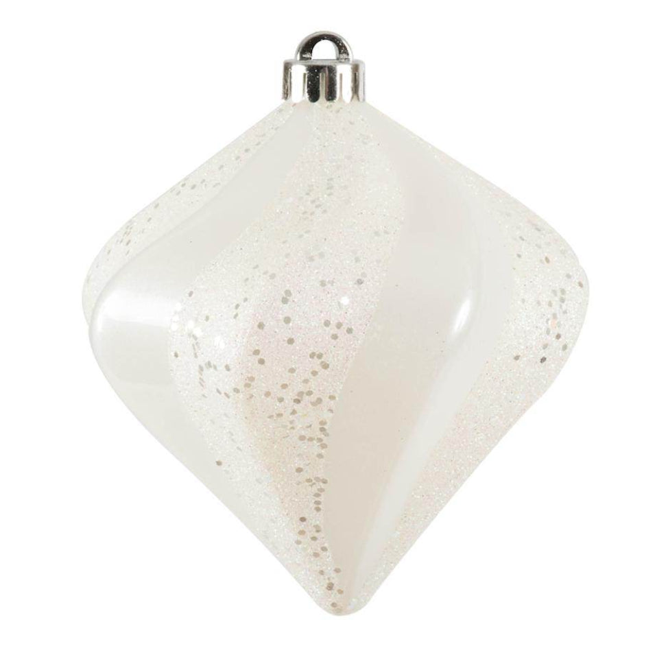 6" White Candy Swirl Diamond Ornament (3 pack) 1
