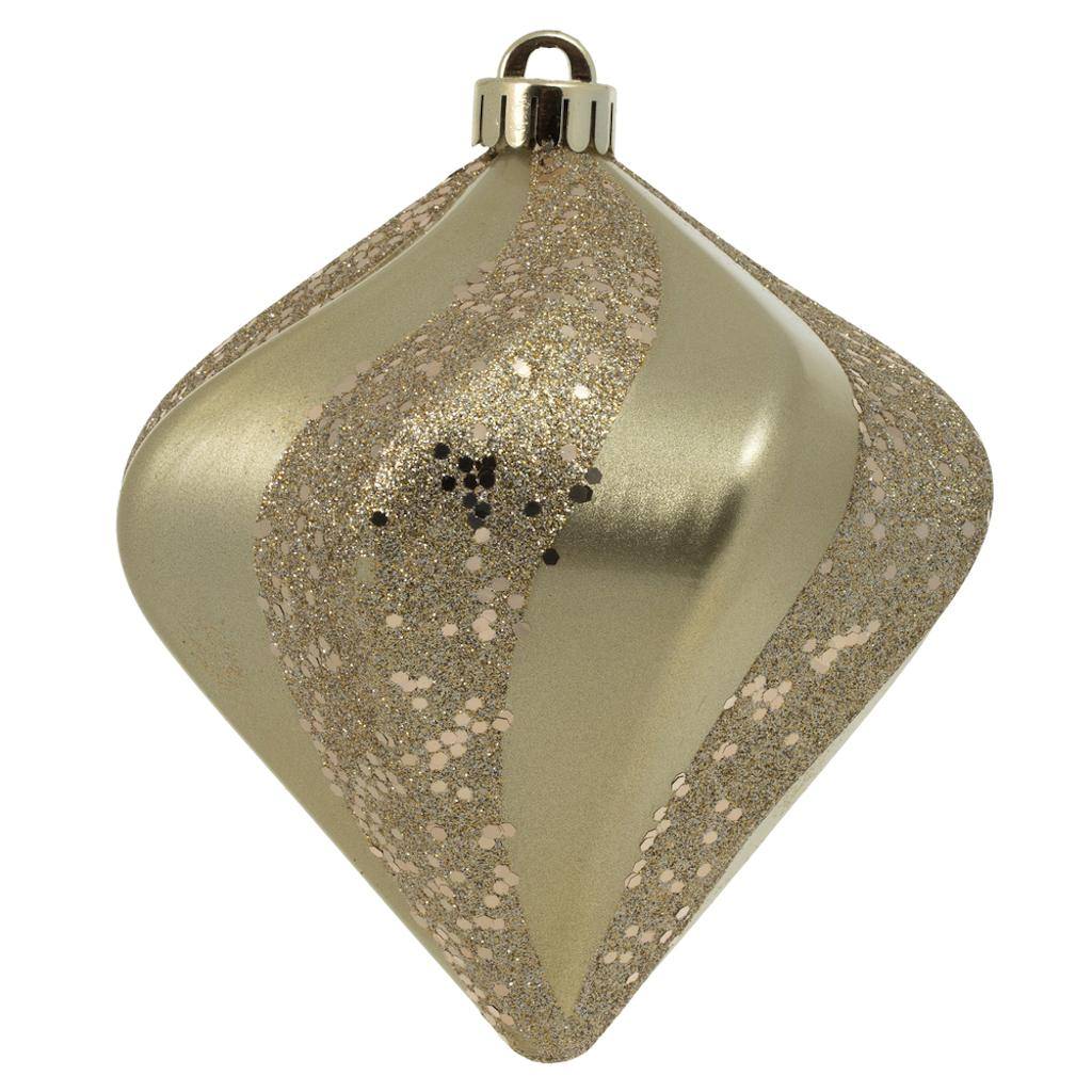 6" Champagne Candy Swirl Diamond Ornament (3 pack) 1