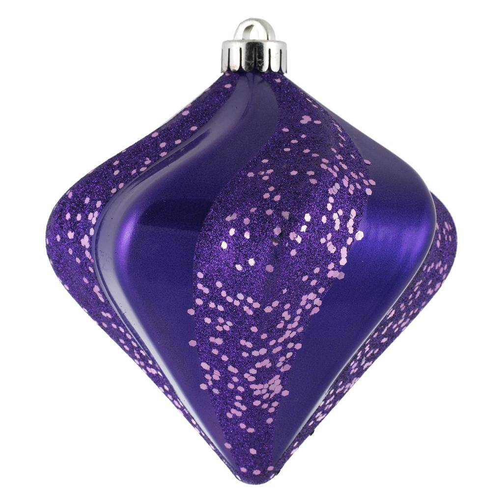 6" Purple Candy Swirl Diamond Ornament (3 pack) 1