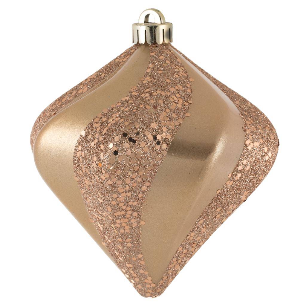 6" Cafe Latte Candy Swirl Diamond Ornament (3 pack) 1