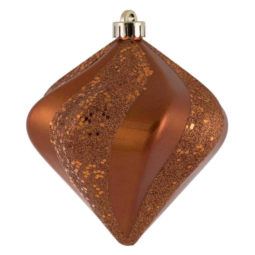 6" Copper Candy Swirl Diamond Ornament (3 pack) 1