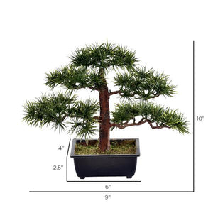 10" Potted Guest Greeting Artificial Bonsai Pine Tree 2