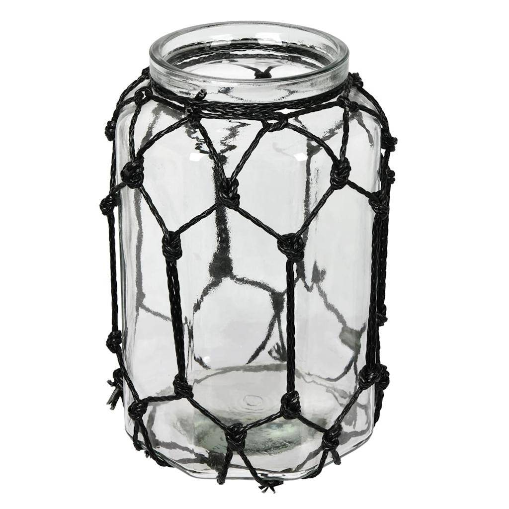 10.3" Glass Jar with Black Rope 1