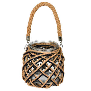 7" Glass Jar in Woven Jute with Handle 1