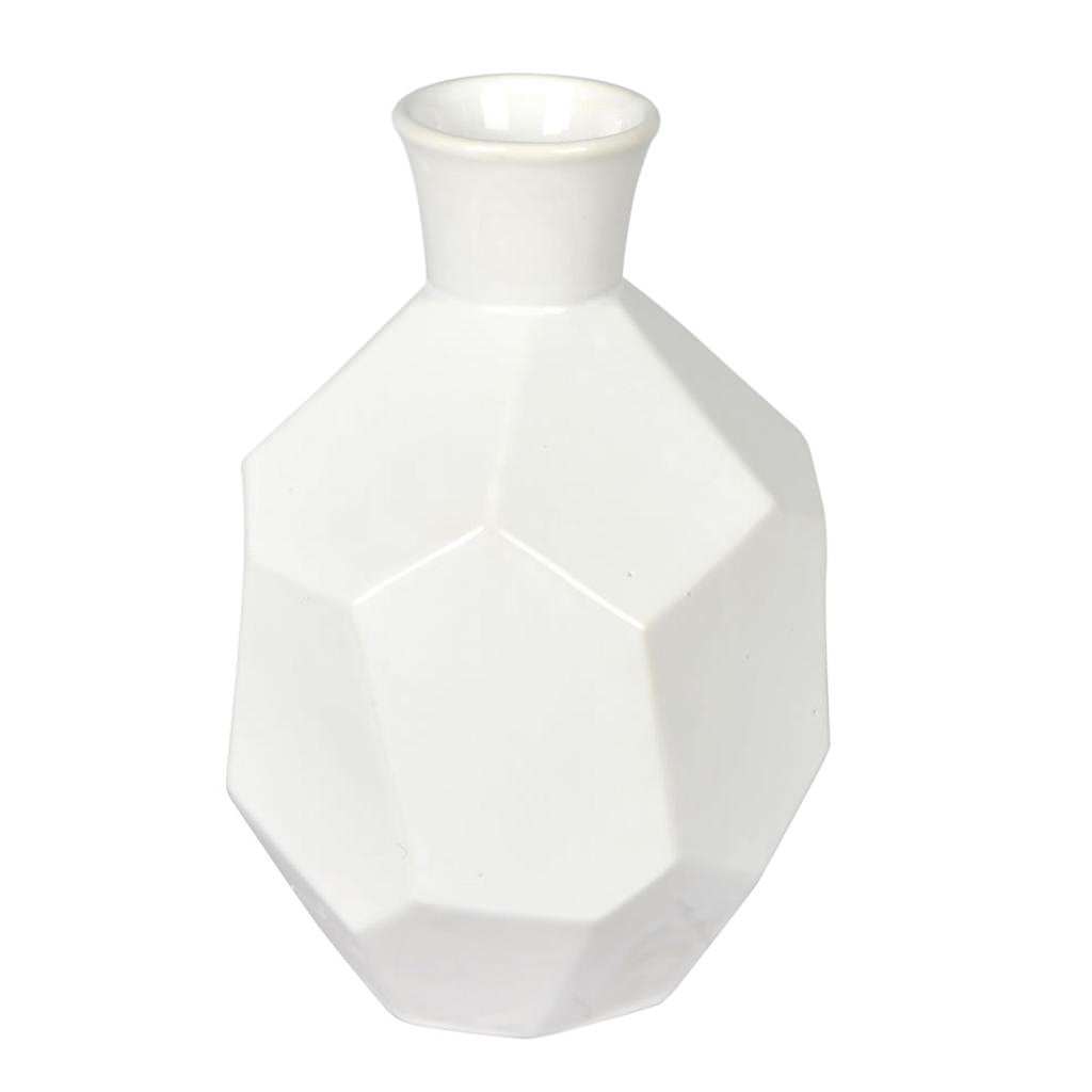 10" White Ceramic Geometric Bottle Vase 1
