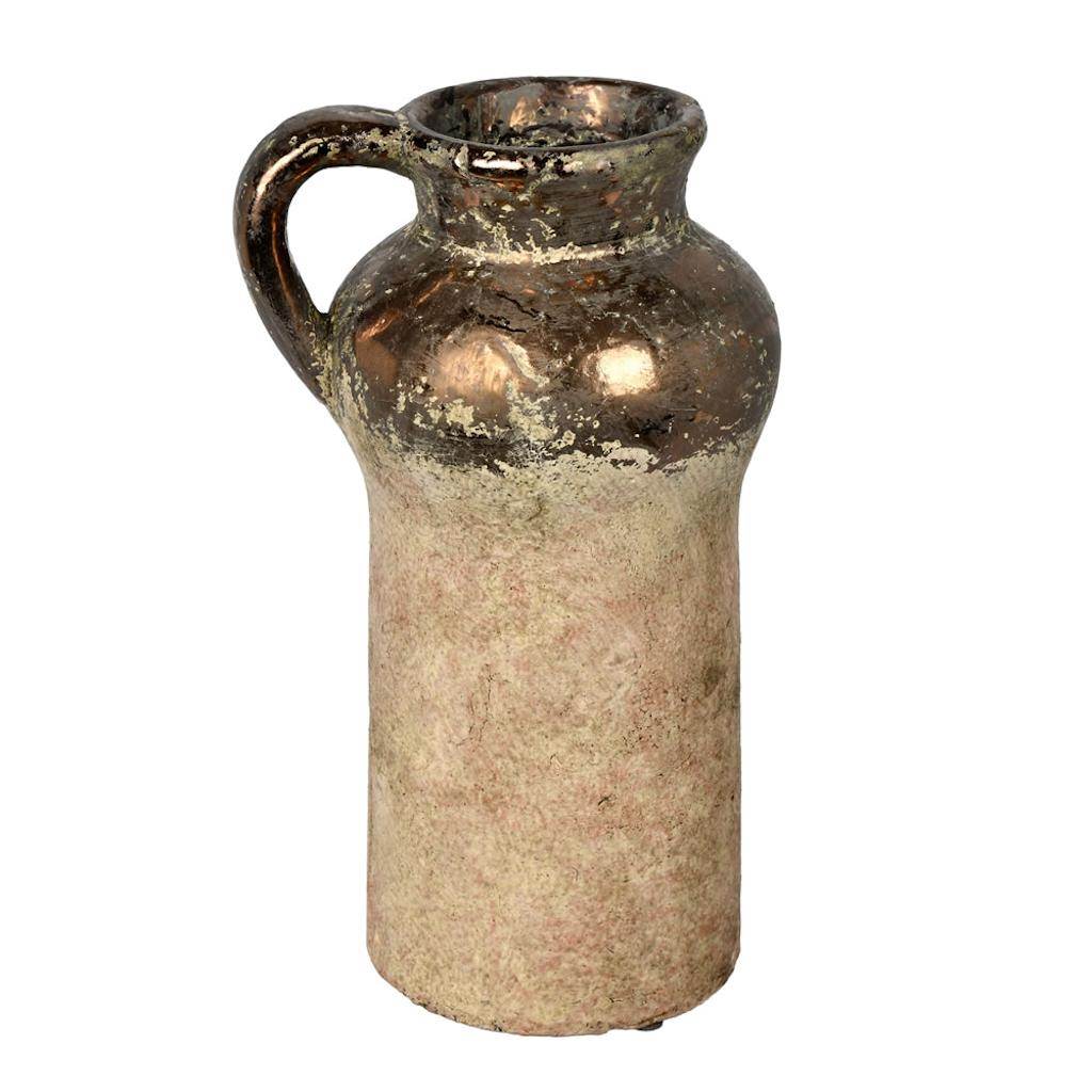 12" Aged Terracotta Gray Ceramic Vase 1