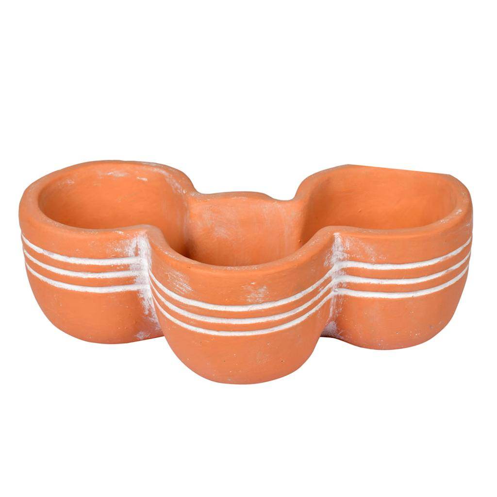 3.5" Brown Terracotta Triple Pot 1