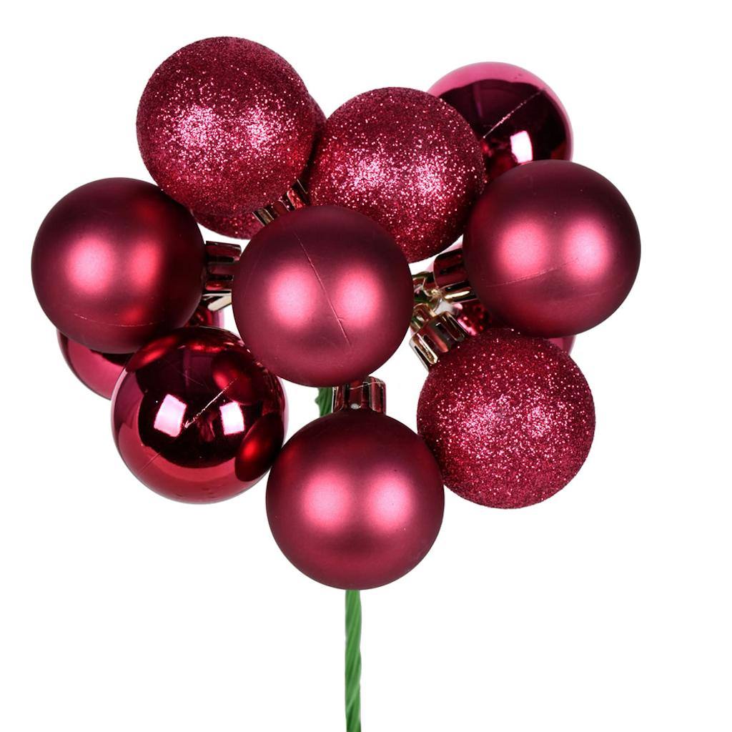 12" Berry Red Ball Pick Christmas Ornament (4 Pack) 1
