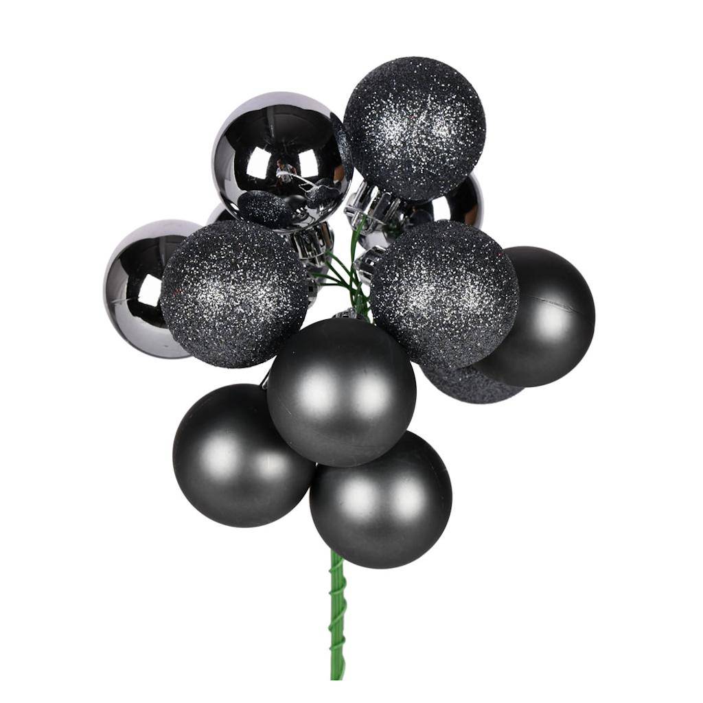 12" Pewter Ball Ornament Pick (4 pack) 1