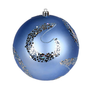 4" Periwinkle Matte Sequin Swirl Ball Ornament (6 pack) 1