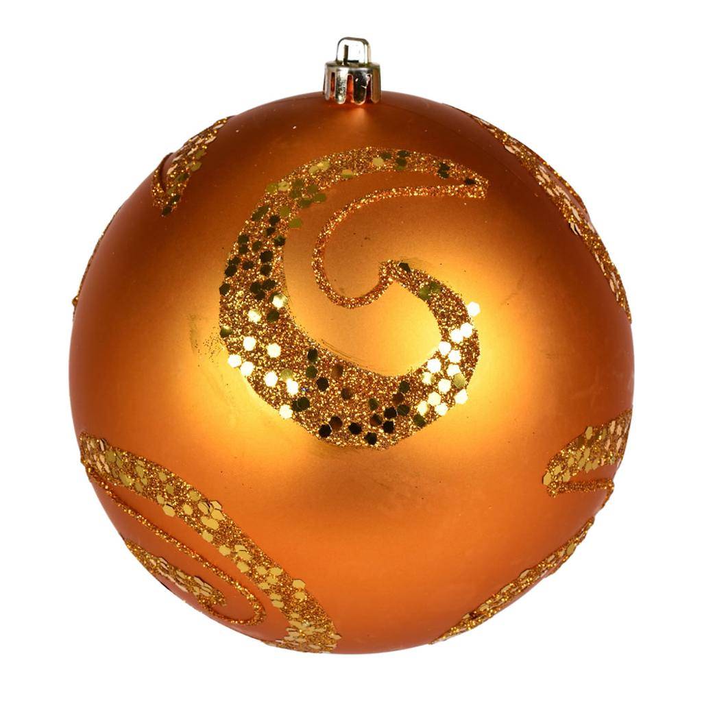 4" Antique Gold Matte Sequin Swirl Ball Ornament (6 pack) 1