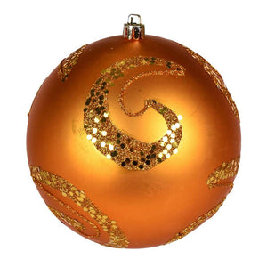 4" Antique Gold Matte Sequin Swirl Ball Ornament (6 pack) 1