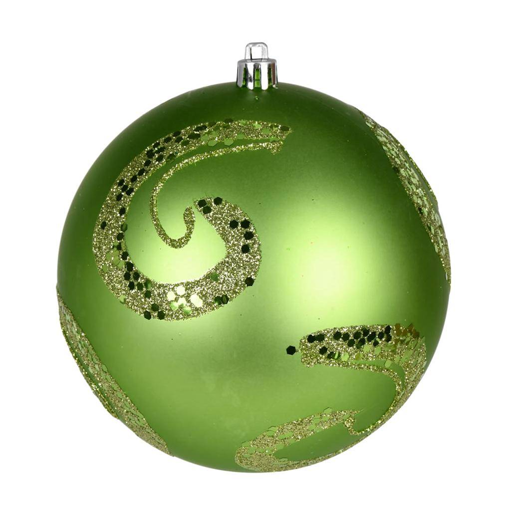 4" Celadon Matte Sequin Ball Ornament (6 pack) 1