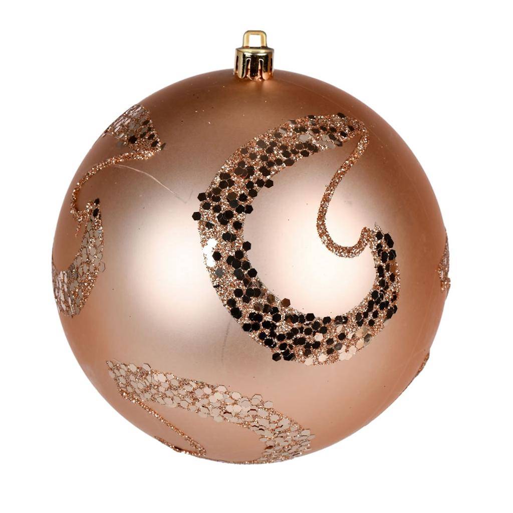 4" Cafe Latte Matte Sequin Swirl Ball Ornament (6 pack) 1
