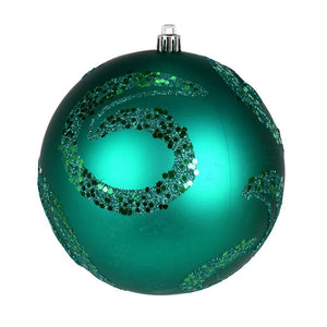 4.75" Teal Matte Sequin Ball Ornament (4 pack) 1
