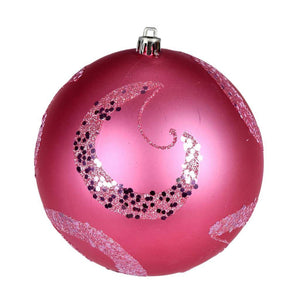 4.75" Mauve Matte Sequin Swirl Ball Ornament (4 pack) 1