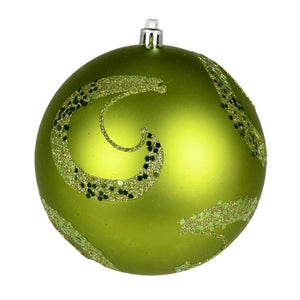 4.75" Lime Matte Sequin Ball Ornament (4 pack) 1