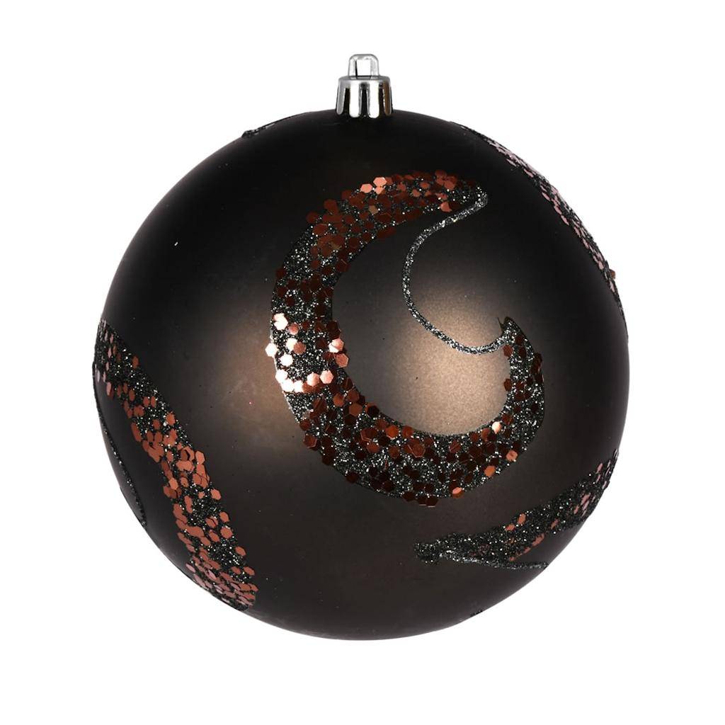 4.75" Gunmetal Matte Sequin Swirl Ball Ornament (4 pack) 1