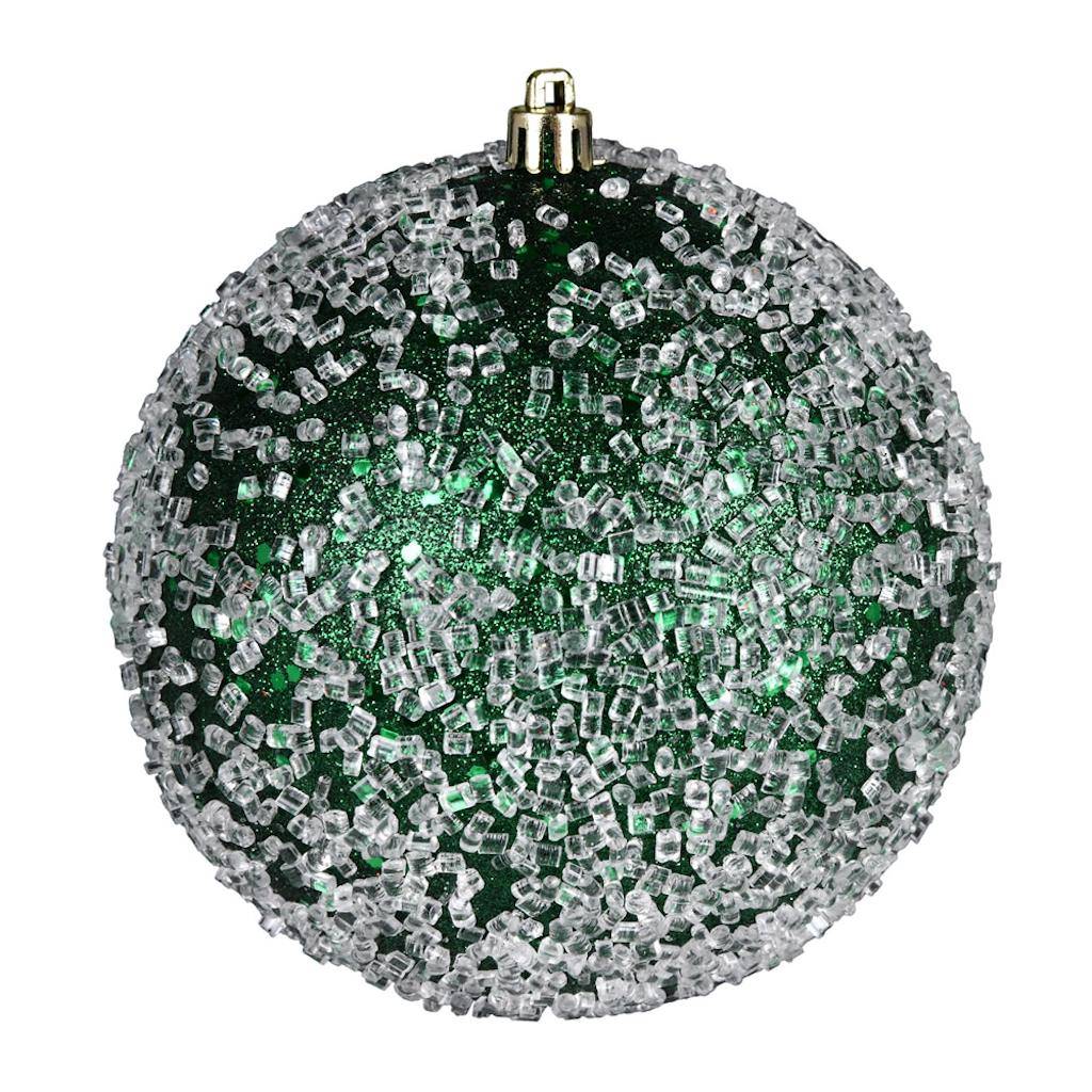 4" Emerald Glitter Hail Ball Ornament (6 pack) 1