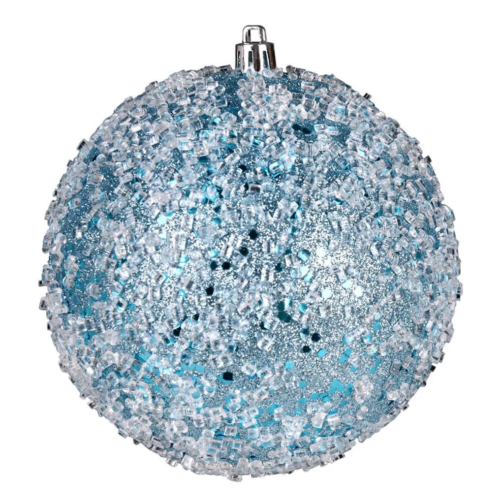 4" Baby Blue Glitter Hail Ball Ornament (6 pack) 1