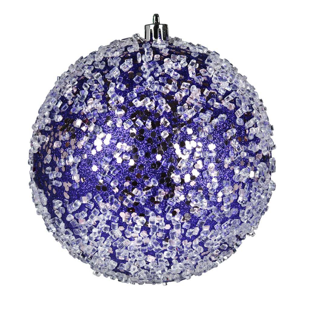 4" Purple Glitter Hail Ball Ornament (6 pack) 1
