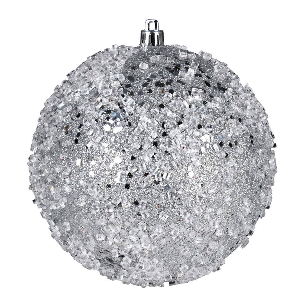 4.75" Silver Glitter Hail Ball Ornament (4 pack) 1