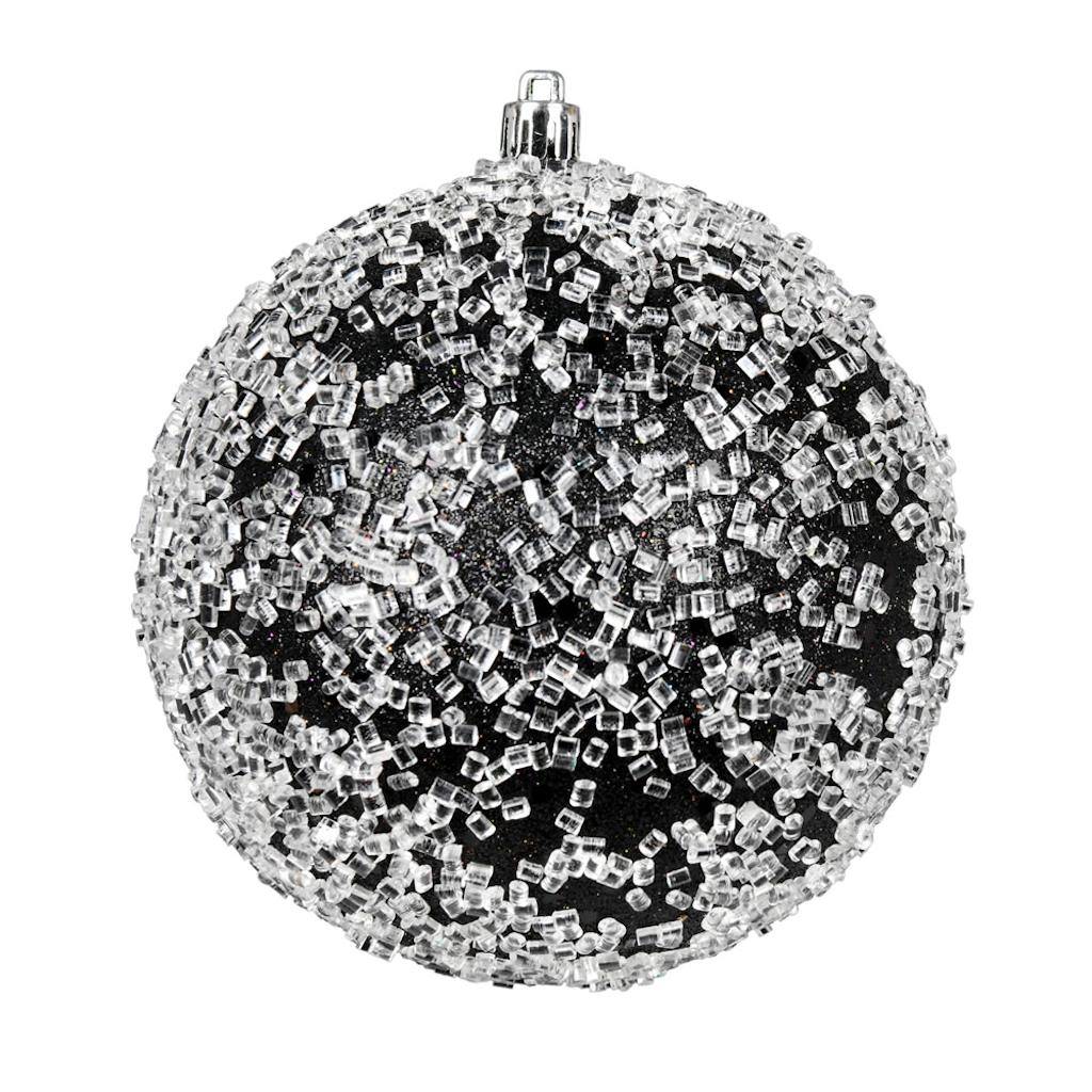 4.75" Black Glitter Hail Ball Ornament (4 pack) 1