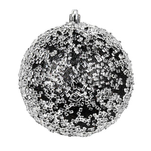 4.75" Black Glitter Hail Ball Ornament (4 pack) 1