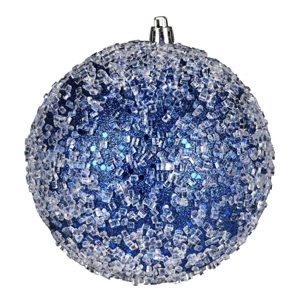 6" Midnight Blue Glitter Hail Ball Ornament (4 pack) 1