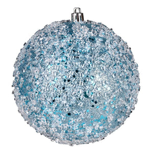 6" Baby Blue Glitter Hail Ball Ornament (4 pack) 1