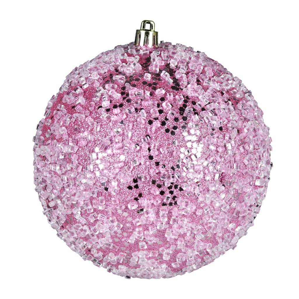 6" Pink Glitter Hail Ball Ornament (4 pack) 1