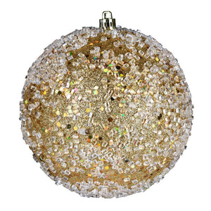 8" Gold Glitter Hail Ball Ornament 1
