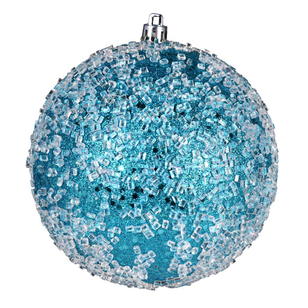 8" Turquoise Glitter Hail Ball Ornament 1