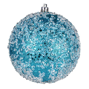 8" Turquoise Glitter Hail Ball Ornament 1