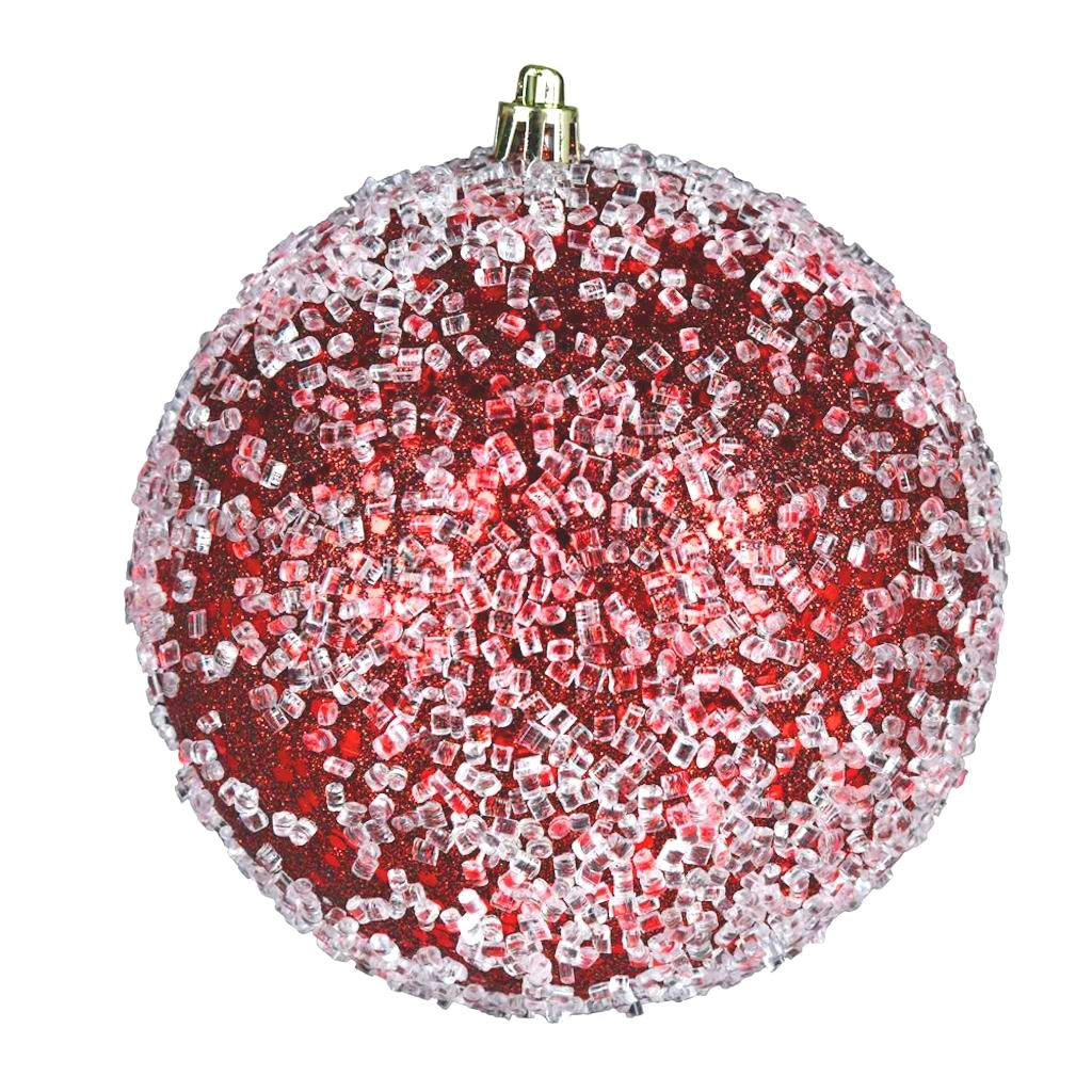 8" Burgundy Glitter Hail Ball Ornament 1
