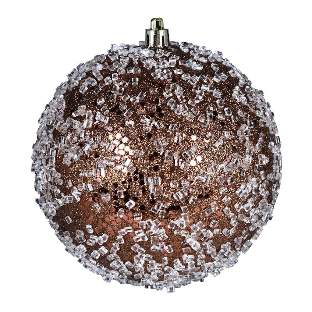 8" Mocha Glitter Hail Ball Ornament 1