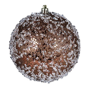 8" Mocha Glitter Hail Ball Ornament 1