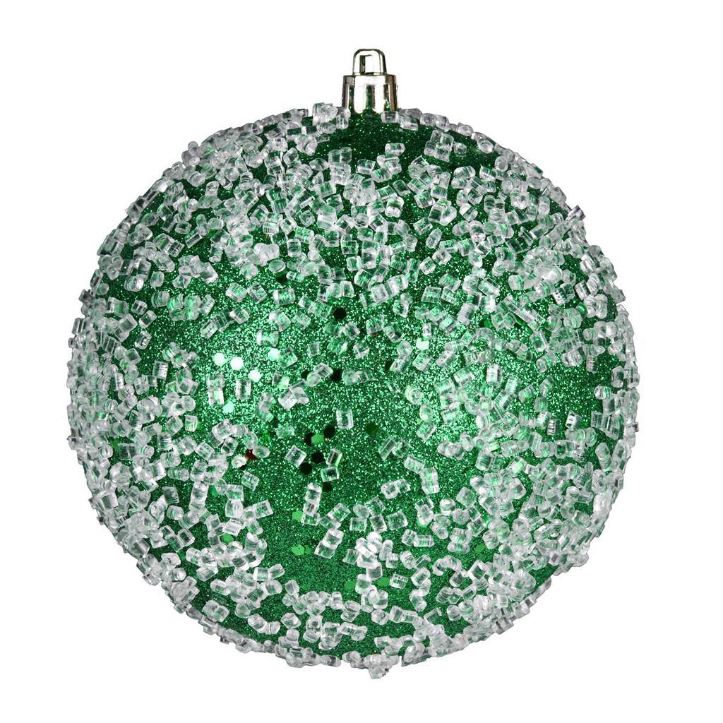 10" Green Glitter Hail Ball Ornament 1
