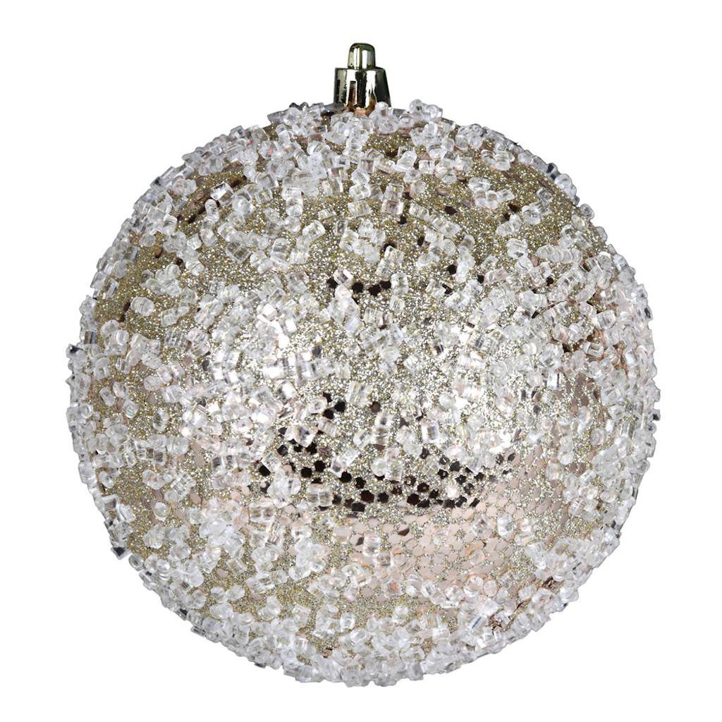 10" Champagne Glitter Hail Ball Ornament 1