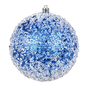 12" Blue Glitter Hail Ball Ornament 1