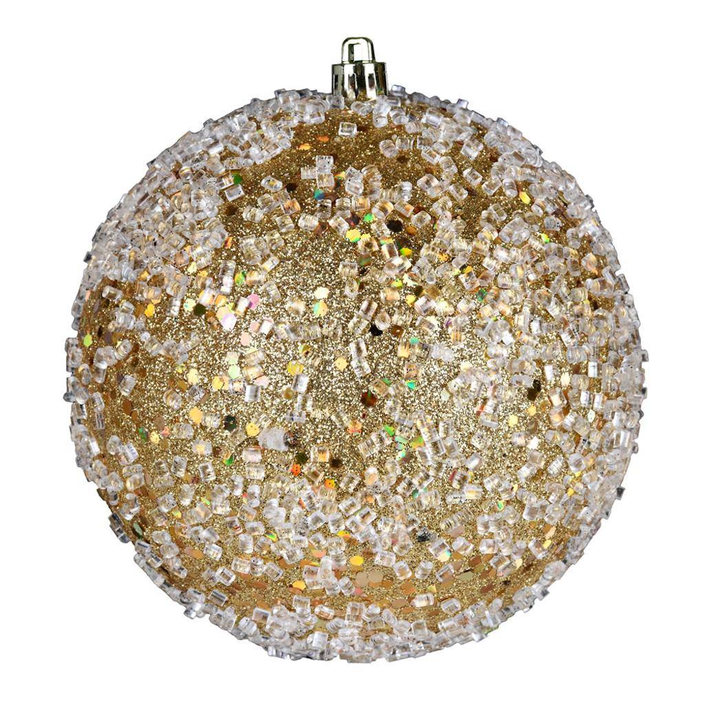 12" Gold Glitter Hail Ball Ornament 1