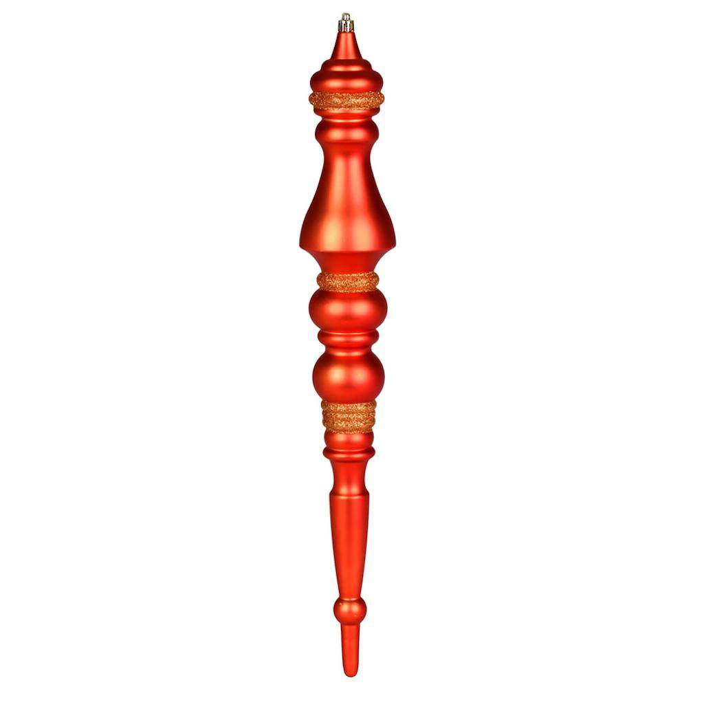 20" Burnished Orange Matte Finial Ornament 1