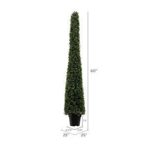 5' Artificial Potted Boxwood Cone 4