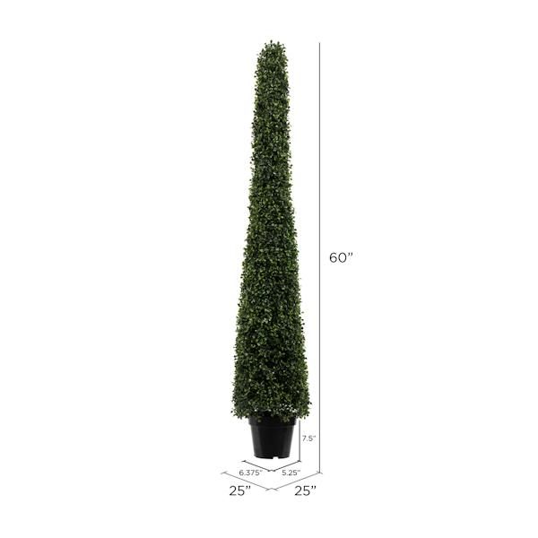 5' Artificial Potted Boxwood Cone 4