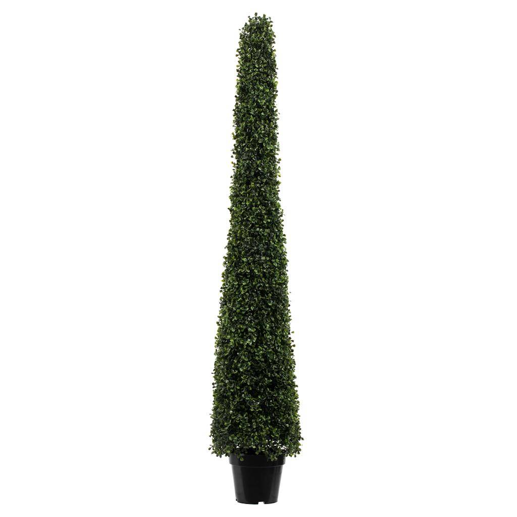 5' Artificial Potted Boxwood Cone 1